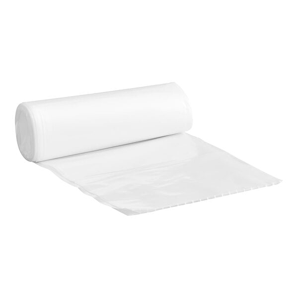 A roll of Lavex Hercules clear plastic trash bags.