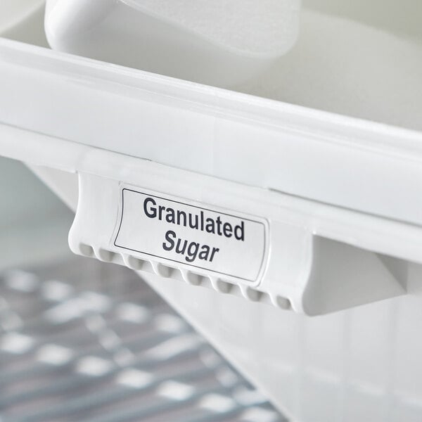 a white container with a label on it