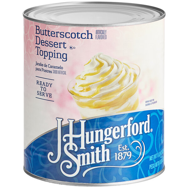 A J. Hungerford Smith #10 can of Butterscotch Fudge Topping.