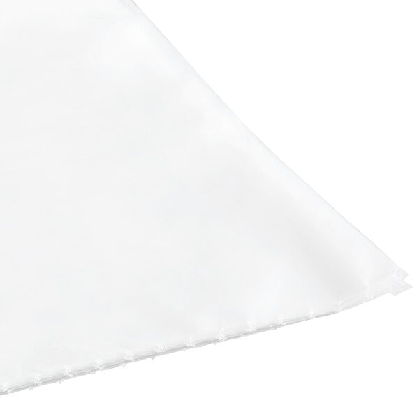 A clear Lavex plastic trash bag on a white background.