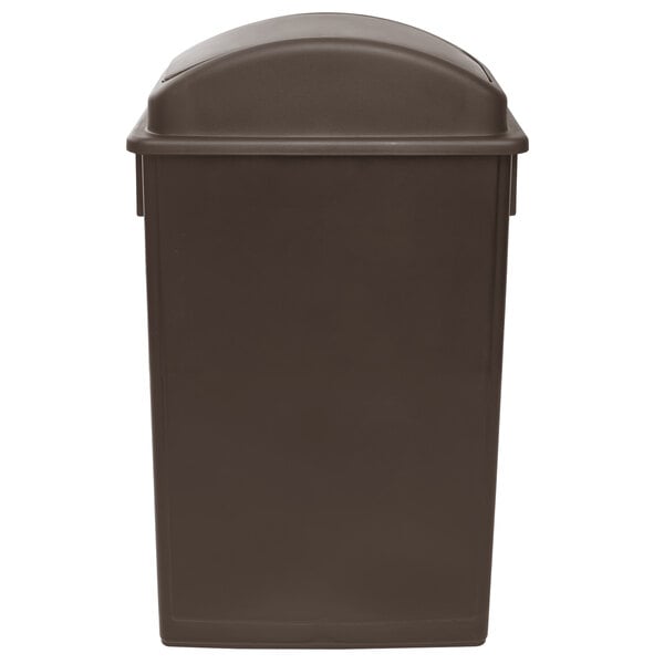 Lavex Janitorial 23 Gallon Brown Slim Rectangular Trash Can with Dome