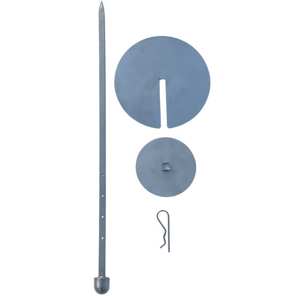 A metal skewer and a metal screw tool for a Inoksan vertical broiler.