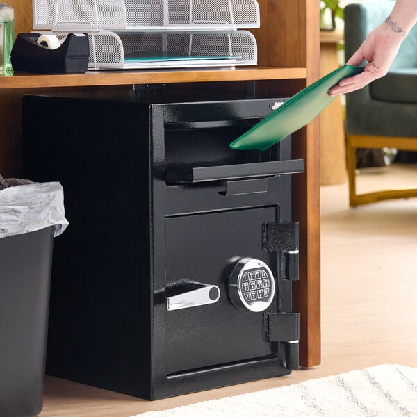360 Office Furniture 14" x 14" x 20" Black Steel Depository Safe with Electronic Keypad Lock