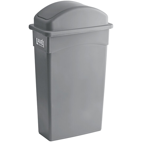 Lavex 23 Gallon Gray Slim Rectangular Trash Can