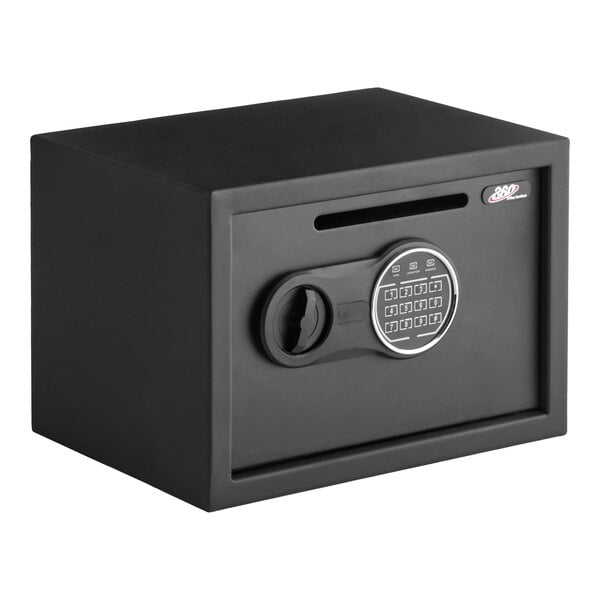 360 Office Furniture 13 3/4" x 9 7/8" x 9 7/8" Black Steel Depository Safe with Electronic Keypad Lock