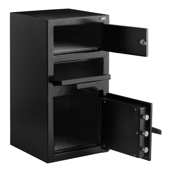 360 Office Furniture 14" x 14" x 27 1/4" Black Steel Depository Safe with Electronic Keypad Lock and Independent Top Locker