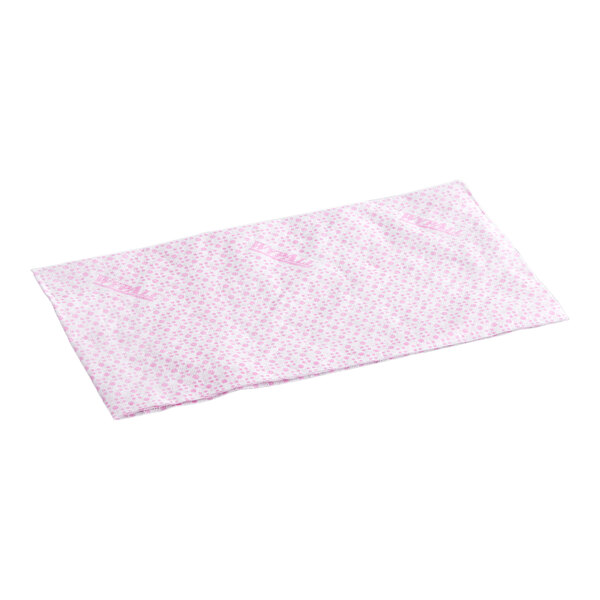 A rectangular red foodservice wiper with a subtle pattern, measuring 12 1/2 by 23 1/2 inches.