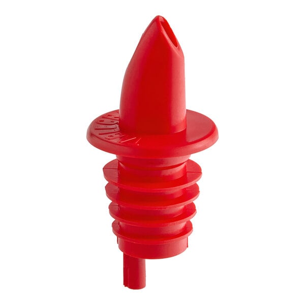 A TableCraft red plastic liquor pourer.
