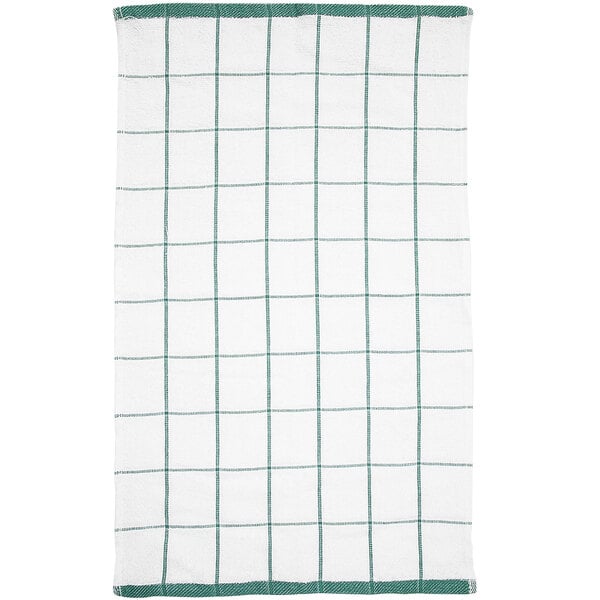 A white and green checkered Monarch Brands kitchen towel.