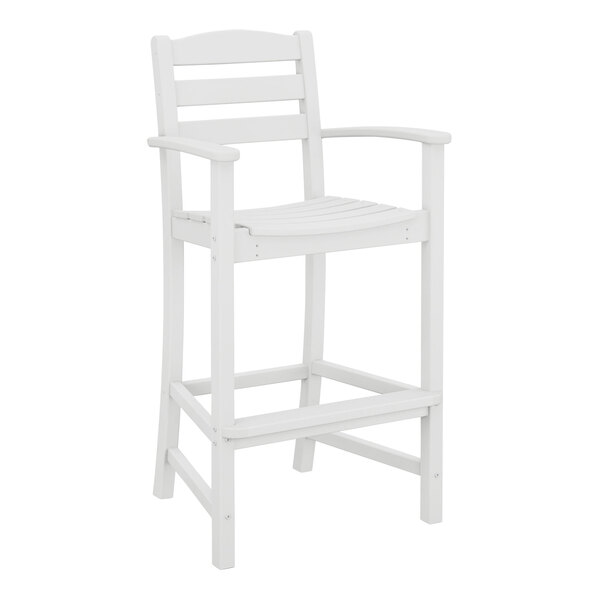 POLYWOOD TD202WH La Casa Cafe White Bar Height Arm Chair
