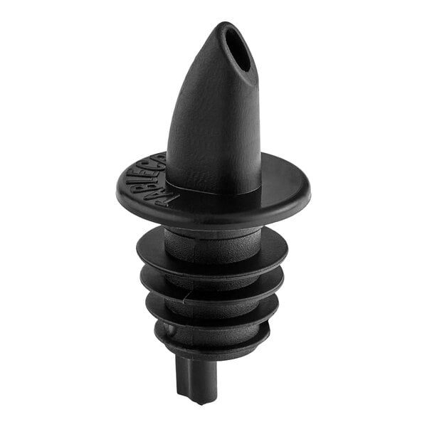 A black TableCraft plastic liquor pourer with a black cap.