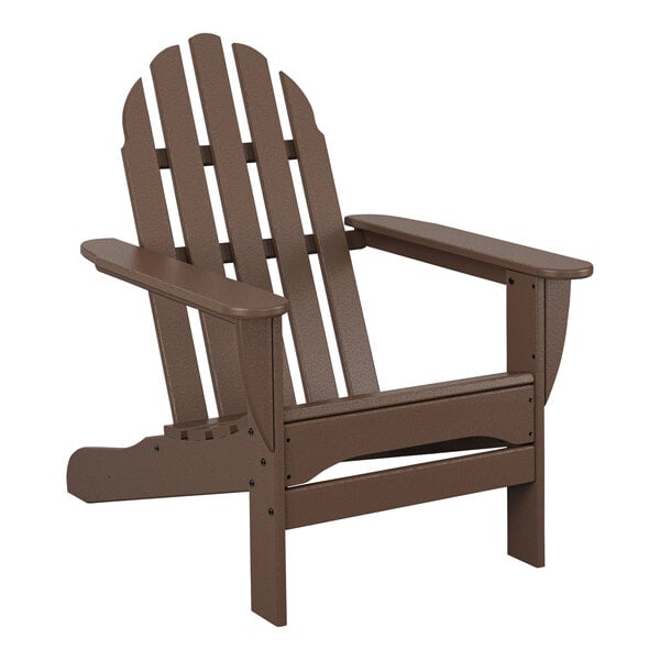 A mahogany POLYWOOD Classic Adirondack chair with armrests.