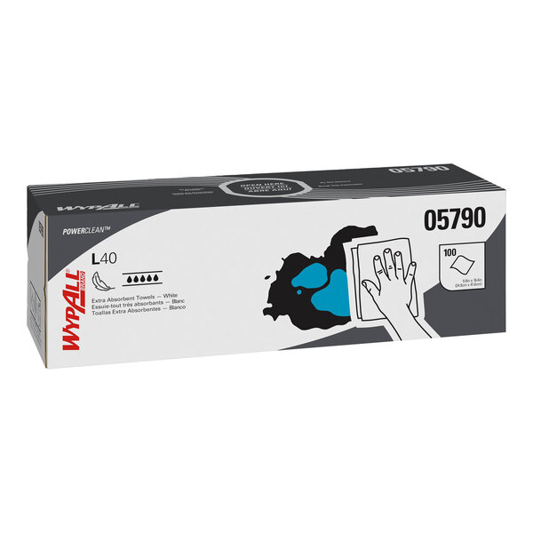 A white WypAll industrial wiper in a box.