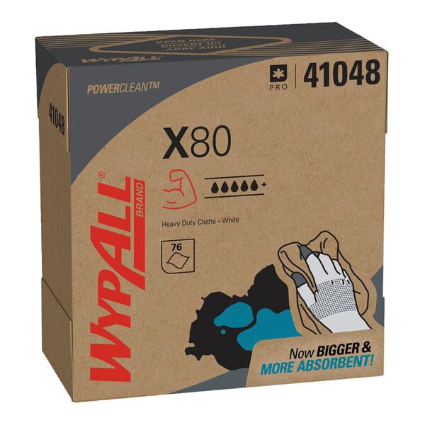WypAll® 41048 X80 8 3/8" x 16 13/16" White Heavy-Duty Wiper - 400/Case