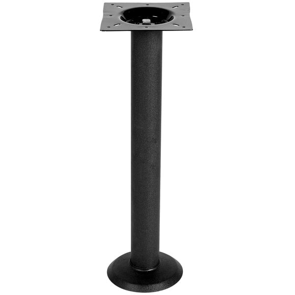 A black FLAT Tech table base with a metal pole and a hole in the top.