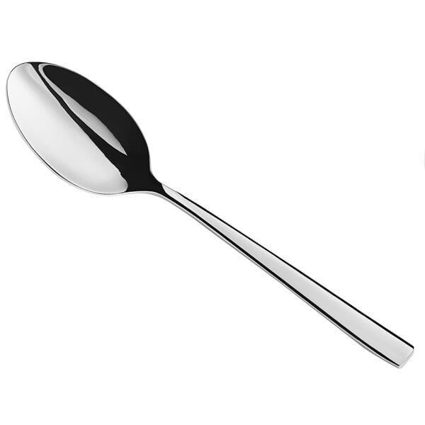 An Acopa stainless steel teaspoon with a silver handle.
