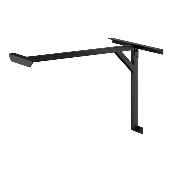 A black metal cantilever table base designed for wall mounting.