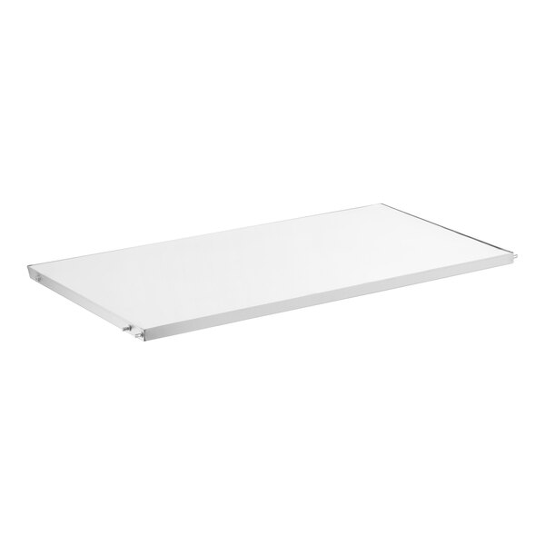 A white rectangular Avantco pan rail lid with a metal handle.