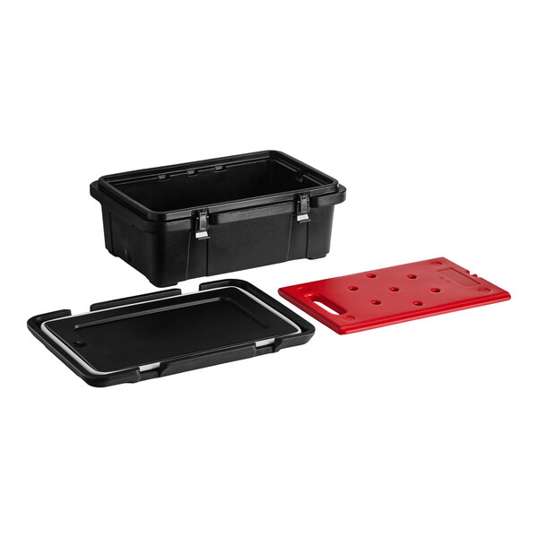 CaterGator Black Top Loading Insulated Food Pan Carrier with Hot Board - 6" Deep Full-Size Pan Max Capacity