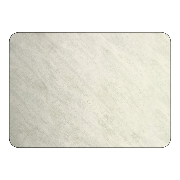 A rectangular reversible laminated table top with a white and gray slate finish.