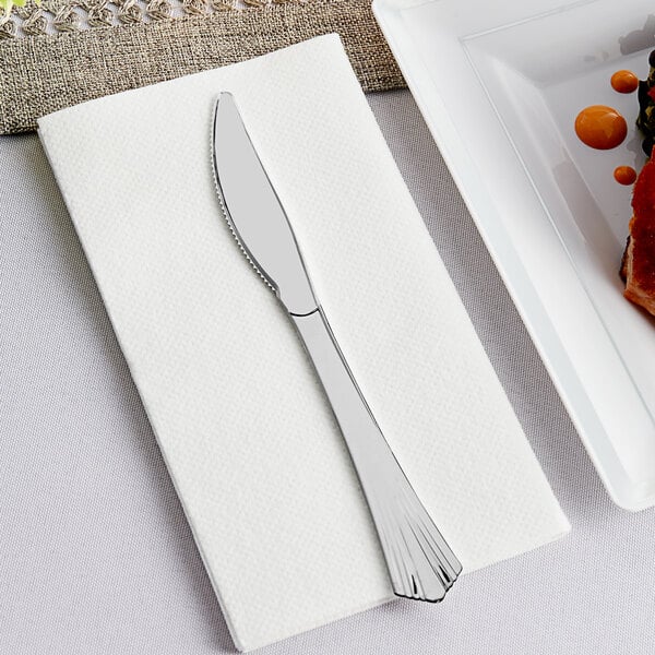 Silver Plastic Disposable Steak Knives-360 Per Case