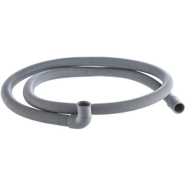 An Avantco grey flexible drain hose with a hole at the end.