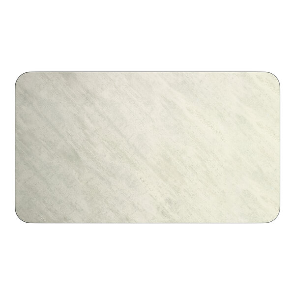 A rectangular reversible laminated table top with a white and gray slate finish.