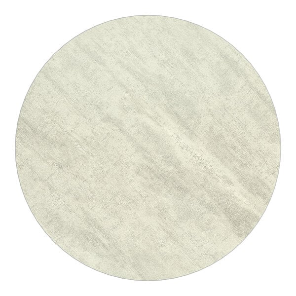 A 36-inch round reversible table top with a white and gray slate laminated finish.