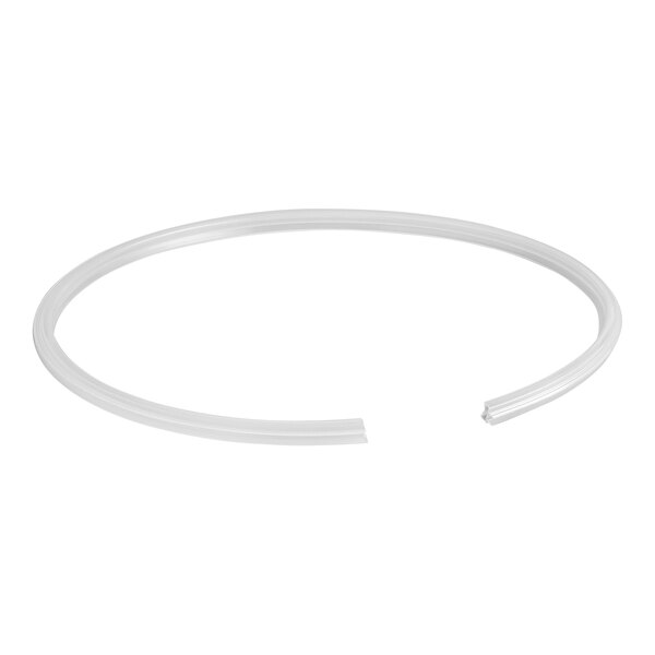 A white plastic gasket with a curved edge.