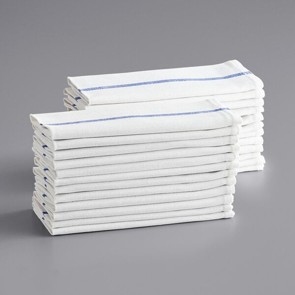 Choice Bulk Case 15 x 26 Blue-Striped 24 oz. Cotton Herringbone Kitchen  Towel - 60/Case
