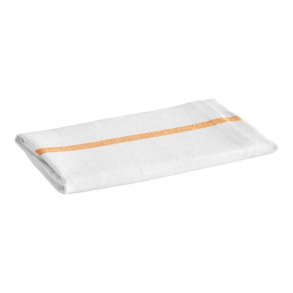Choice 15" x 26" 24 oz. Gold-Striped Cotton Herringbone Kitchen Towel - 12/Pack