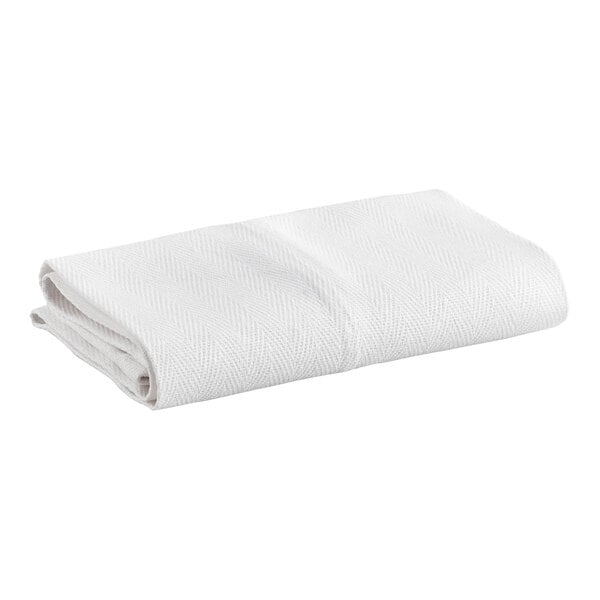 Choice 15" x 26" 24 oz. White Cotton Herringbone Kitchen Towel - 12/Pack