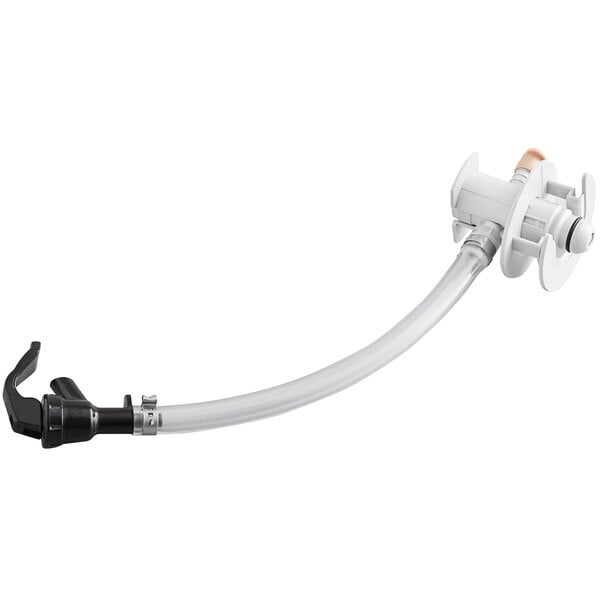 A white tube with a black valve nozzle.