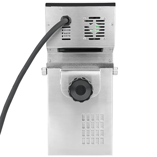 A close-up of an Atmovac SV-310 Sous Vide Thermal Immersion Circulator with a cord attached.