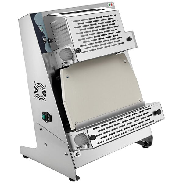 A Eurodib countertop dough sheeter with a white cover.