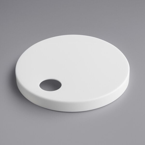 A white circular object with a hole in the middle.
