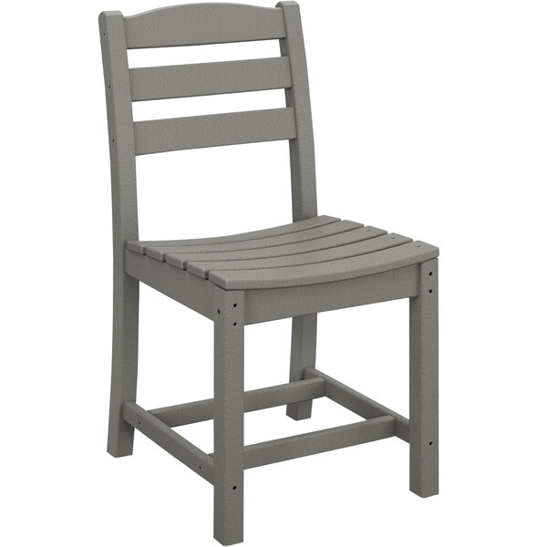 A POLYWOOD La Casa Cafe grey plastic dining chair.