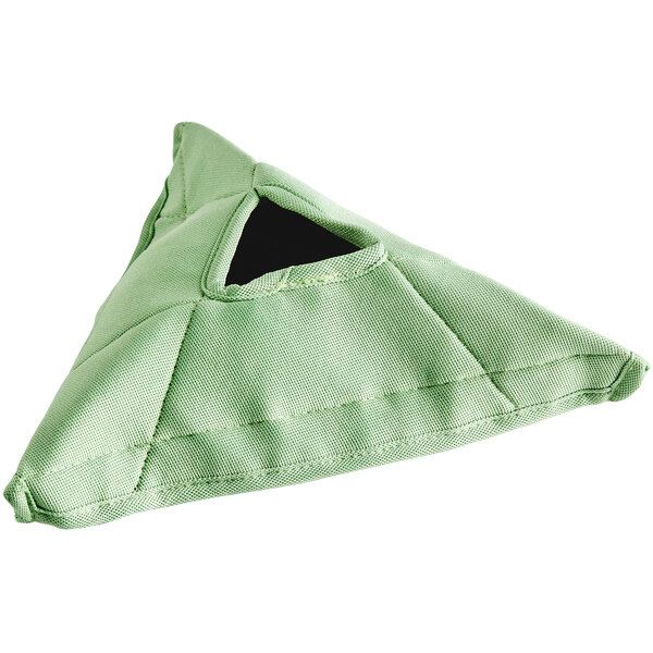 A green triangle Unger Stingray glass cleaning pad with a black hole.
