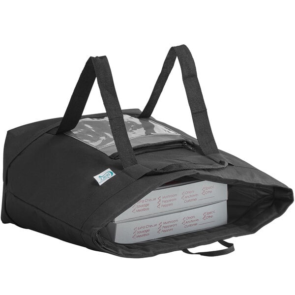 A black Choice jumbo tote cooler bag with a white box inside.