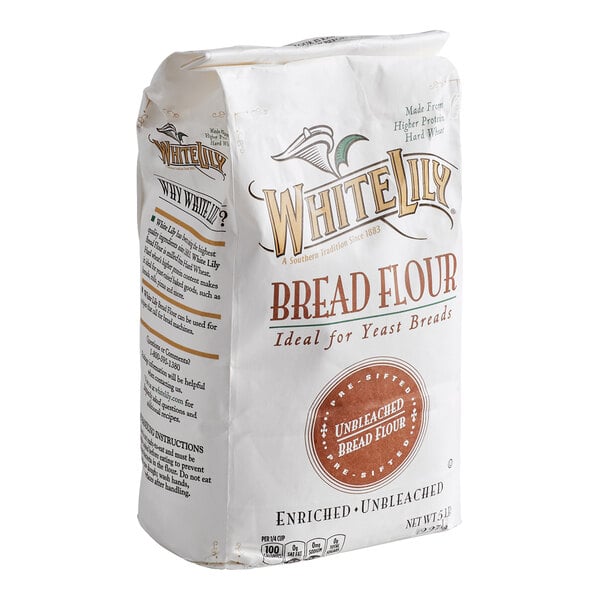 White Lily Enriched Unbleached Bread Flour 5 lb. - 8/Case