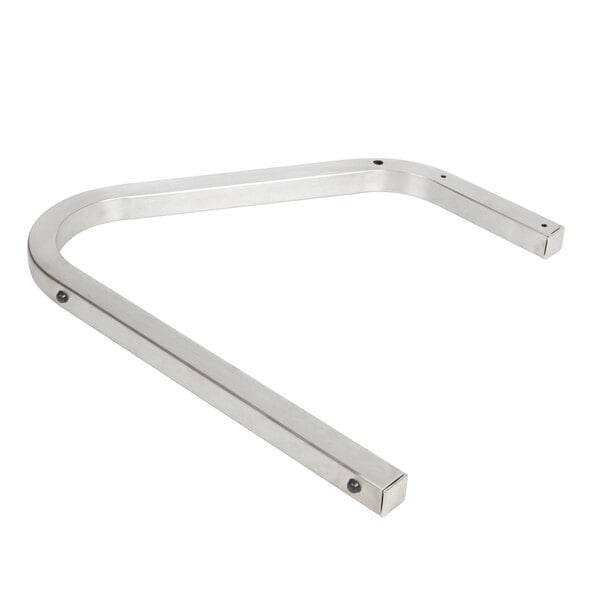 A silver metal curved object with screws.