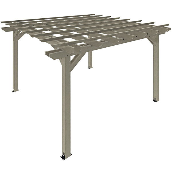 A wooden pergola with a Coastal Teak finish.