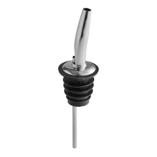 An American Metalcraft stainless steel liquor pourer with a metal stem and cap.