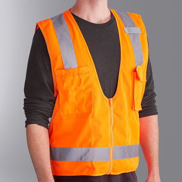 a person wearing a reflective vest