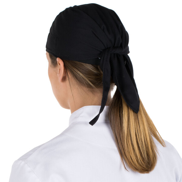 Durag ' SOLID BLACK'  MESH Durag/Helmet liner.Bandana-Head Wrap Chef headwraps. 