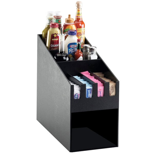 Cal-Mil 2043 Classic Black Condiment Organizer with Napkin Dispenser ...