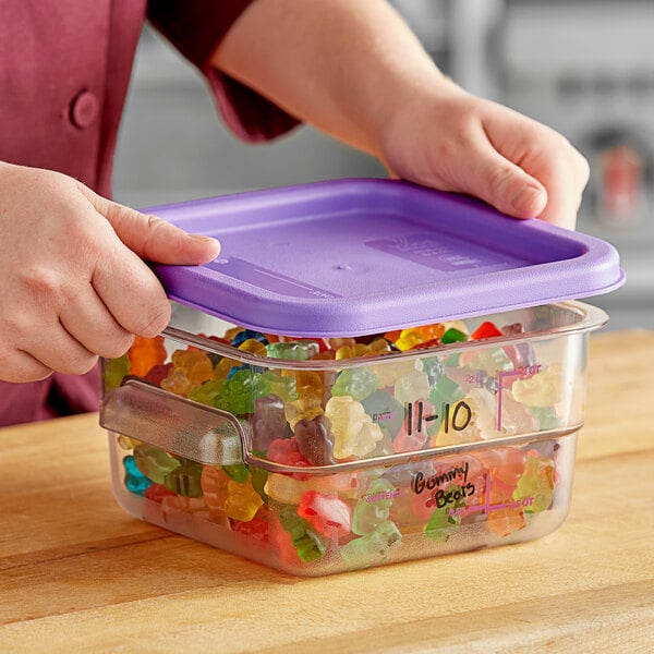 Vigor 4 Qt. Allergen-Free Clear Square Polycarbonate Food Storage