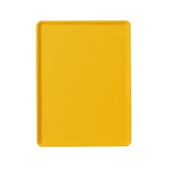 A yellow rectangular Cambro dietary tray.