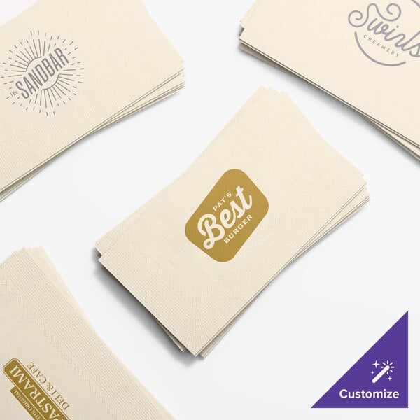 Choice 15" x 17" Ecru / Ivory Customizable 2-Ply Paper Dinner Napkin - 100/Pack