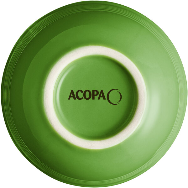 A green Acopa Capri stoneware bouillon cup.